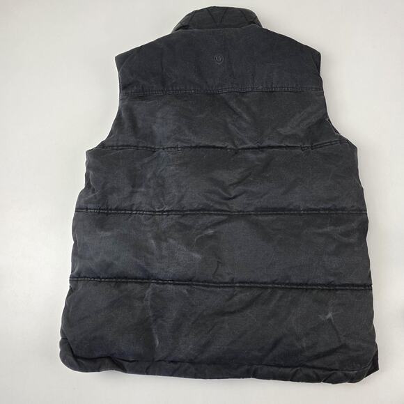 FatFace Vest Mens Large Black Padded Canvas Sherpa Collar Plaid Lined Zip Snap - Picture 2 of 12